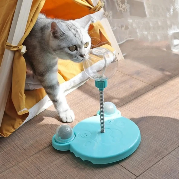 Monozone Eğlenceli Kedi Ödül Maması Dağıtıcı Oyuncak Sevimli Ayı Şeklinde Sızdıran Yemek Çemberi Topları Zihinsel Zenginleştirme İçin Oyuncak Catnipli Kedi Nanesi Topu (Mavi) ürün görseli