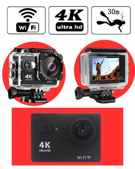 4K Ultra HD Aksiyon Kamerası – Su Geçirmez, Geniş Açı, Spor ve Vlog Çekimi İçin - Resim 4