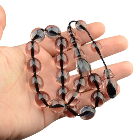 Sistem Püsküllü 16x14mm Efe Boy Ateş Kehribar Tesbih