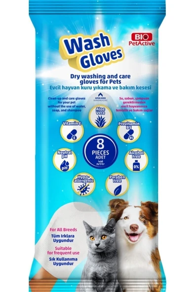 Wash Gloves Evcil Hayvanlar Için Kuru Yıkama Ve Bakım Kesesi 8li - 2