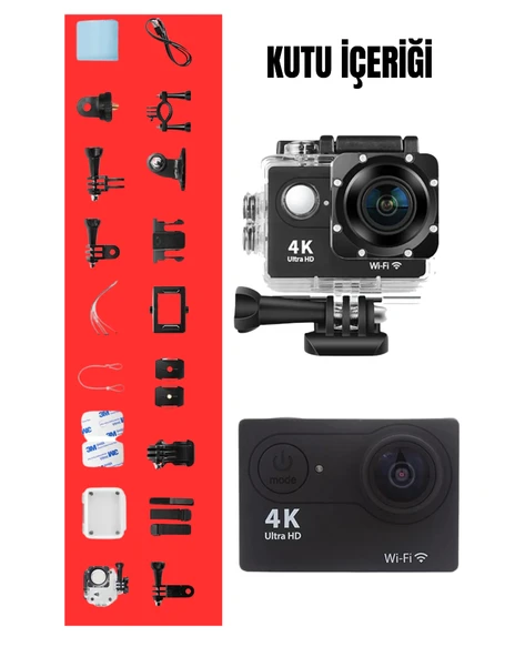 4K Ultra HD Aksiyon Kamerası – Su Geçirmez, Geniş Açı, Spor ve Vlog Çekimi İçin - Resim 3