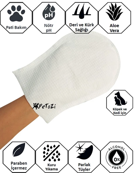 Wash Gloves Evcil Hayvanlar Için Kuru Yıkama Ve Bakım Kesesi 8li - 3