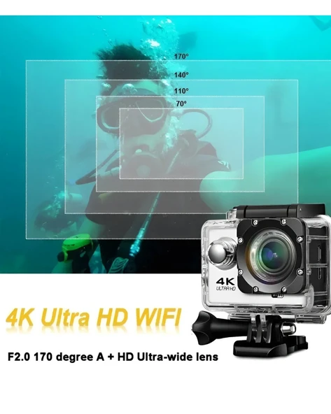 4K Ultra HD Aksiyon Kamerası – Su Geçirmez, Geniş Açı, Spor ve Vlog Çekimi İçin - Resim 6