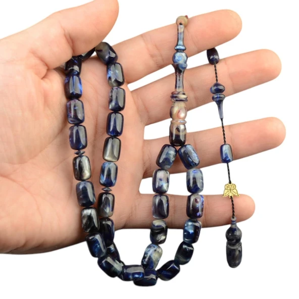 Sistem Püsküllü 12x8 mm Halka İmameli Usta İmzalı Sıkma Kehribar Tesbih ürün görseli 1