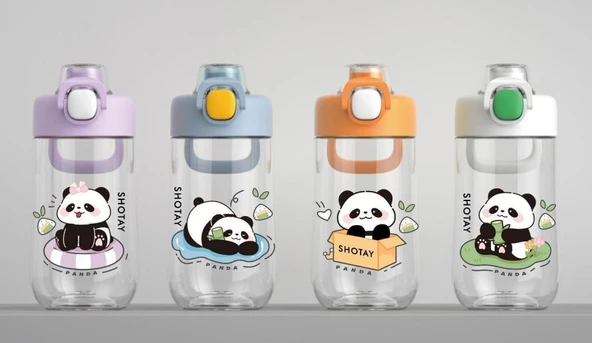 Shotay Çocuk Su Matarası Tritan Panda 500Ml Beyaz ST-7011-2 - 6