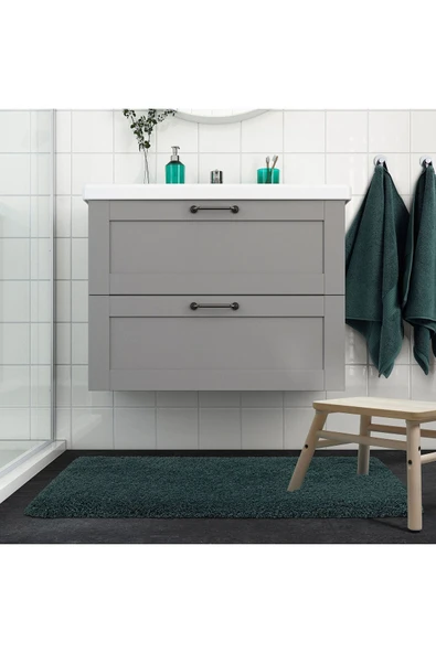 Banyo Paspası, Gri-Turkuaz, 60x120 cm Uzunluk: 120 cm Genişlik: 60 cm - Resim 4