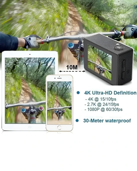 4K Ultra HD Aksiyon Kamerası – Su Geçirmez, Geniş Açı, Spor ve Vlog Çekimi İçin - Resim 2