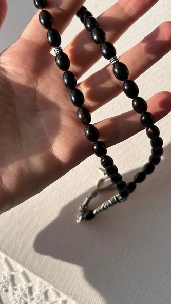 Kehribar 925 ayar gümüş tesbih - 5