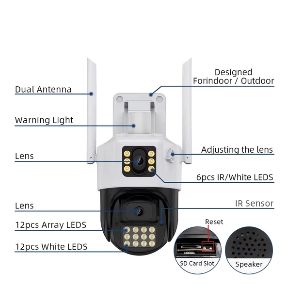 Ventus ICSee ViVa223 6MP Dual Lens 360° Görüş Hareketli  Waterproof Gece Görüş Sesli Görüşme Akıllı Kamera Çakarlı - 9
