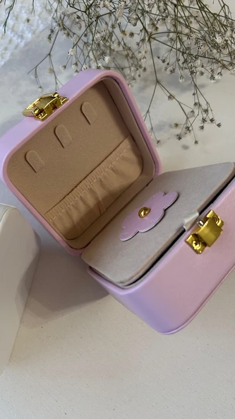 Takı kutusu pembe renk seyahat boy - 4