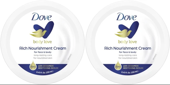 Dove Besleyici El ve Vücut Bakım Kremi 250ML Rich Nourishment Cream (Mavi) (2 Li Set)