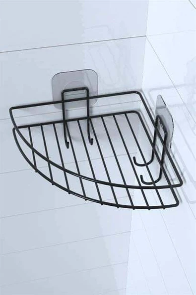 Yapışkanlı Banyo Köşeliği Kancalı Köşe Rafı Duş Şampuanlık Duvar Düzenleyici Organizer Raf - 8