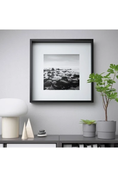 Sannahed 50x50 Cm Siyah Çiçek Eşya Konabilen Derin Kutu Çerçeve Ahşap Fotoğraf Resim Çerçevesi - Resim 2