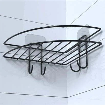 Yapışkanlı Banyo Köşeliği Kancalı Köşe Rafı Duş Şampuanlık Duvar Düzenleyici Organizer Raf - 2