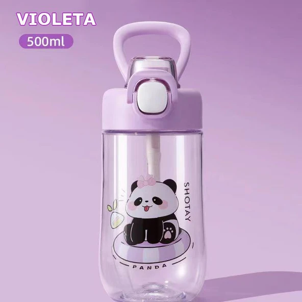 Shotay Çocuk Su Matarası Tritan Panda 500Ml Mor - 8