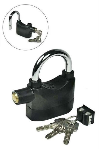 Desibel Siyah Alarmlı Çok Fonksiyonlu Ekstra Güvenlikli Kare Asma Dolap Kilidi - 6