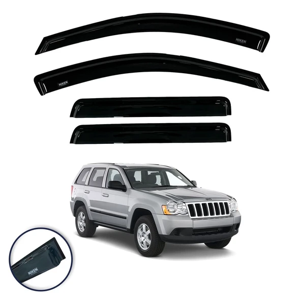Jeep Grand Cherokee WK Cam Rüzgarlığı 4'lü  2005-2010 Niken (Kromsuz model)