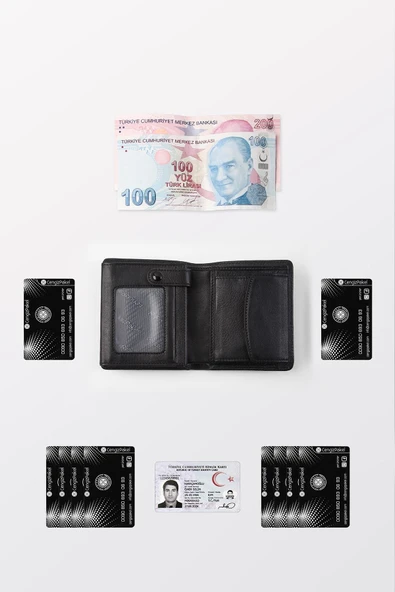 Erkek Siyah Hakiki Deri Küçük Boy Cüzdan - 5