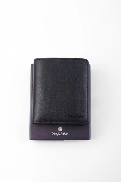 Erkek Siyah Hakiki Deri Küçük Boy Cüzdan - 4