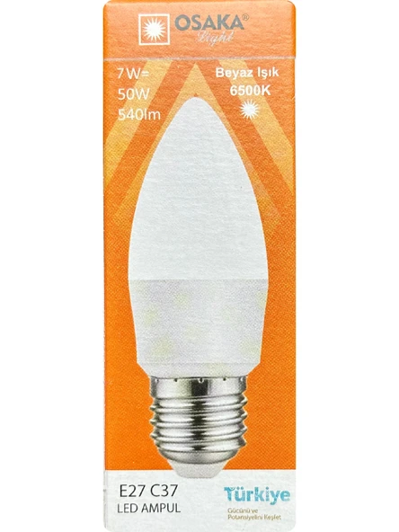(4 Adet) Osaka 7W (50W) 6500K (Beyaz Işık) E27 Duylu (Kalın Duy) Mum Led Ampul - 2