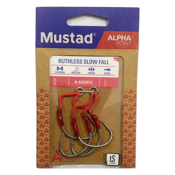 Mustad Alpha Point Ruthless Slow Fall A-ASSIST3 Asist Olta İğnesi  2/0 No - 2 Adet