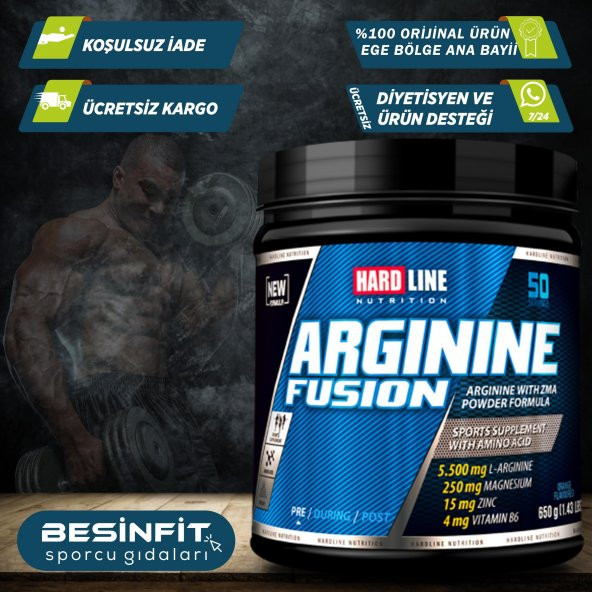 Hardline Arginine Fusion Powder 650 Gr 50 Servis Toz Arjinin