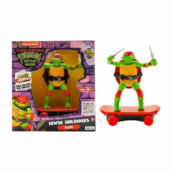 Nessi World TU814001 TMNT Ninja Kaplumbağalar Çek Bırak Kaykay Figür - 71055 - 5