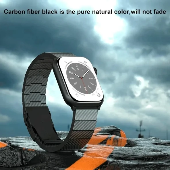 iiteeology Karbon Bant Uyumlu Apple Watch Karbon Fiber Kordon - 3