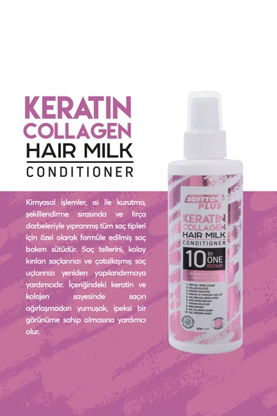 Kimyasal Işlem Görmüş Ve Aşırı Yıpranmış Saçlara Özel Keratin & Collagen Saç Bakım Sütü 200ml - 3