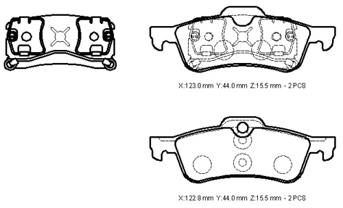 MINI COOPER- 02/05; ARKA FREN BALATASI (KABLOSUZ)(DİSK) (123X43,6X15,5/122,8X43,5X15,5) (BRAMAX) - 4