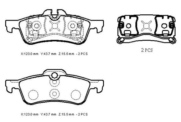 MINI COOPER- 05/07; ARKA FREN BALATASI (KABLOSUZ)(DİSK)(123X43,8X15,5/123X44,3X15,5) (BRAMAX) - 3