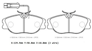 ALFA ROMEO 155- 93/97; ÖN FREN BALATASI (2 KABLOLU)(DİSK) (129.9x58.8x18)(BRAMAX) - 2