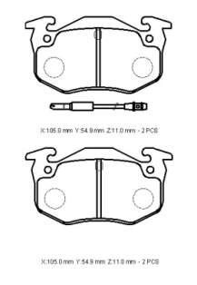 CITROEN XSARA- 98/00; ARKA FREN BALATASI (2 KABLOLU)(DİSK) (105X54,9X11)(BRAMAX) - 3