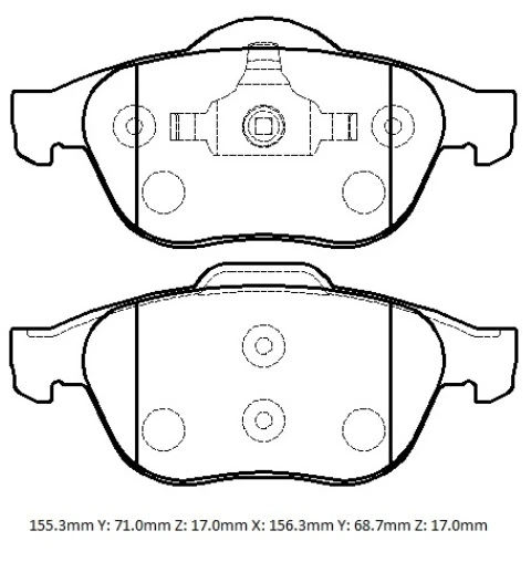 RENAULT SCENIC- 2- 07/09; ÖN FREN BALATASI (KABLOSUZ)(DİSK) (155,3X71X17/156,3X68,7X17) (FMK) - 2