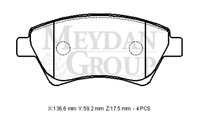 RENAULT SCENIC- 2- 03/07; ÖN FREN BALATASI (KABLOSUZ)(DİSK) (136,6X59,2X17,5) (BRAMAX) - 3