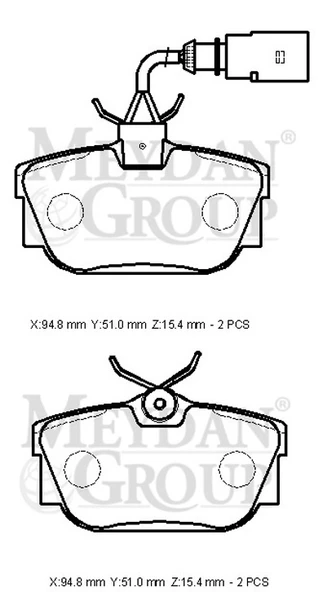 VOLKSWAGEN TRANSPORTER- T4- 02/03; ARKA FREN BALATASI (2 KABLOLU)(DİSK)(94,8X51X15,4)(BRAMAX) - 3