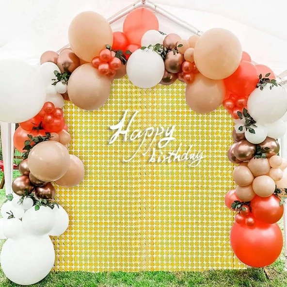 Nessiworld   Ekstra Metalize Altın Renk Disko Dikdörtgen Kesim Kapı Perdesi Dekorasyon 1x2 Metre - Resim 5