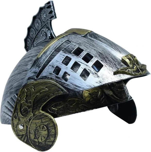 Nessiworld   Gümüş Üzeri Altın Renk Oynar Başlıklı Romalı Bizans Kaskı Miğferi 25x20 cm - Resim 4