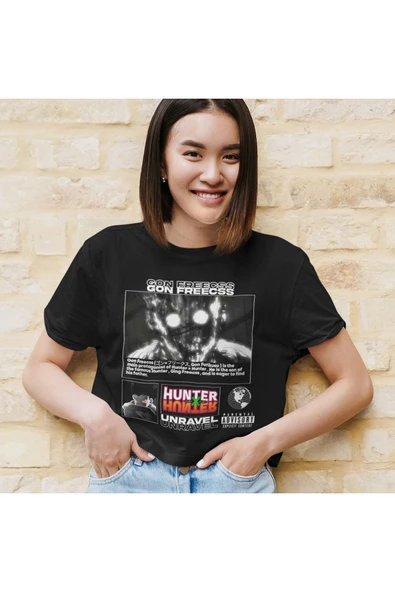 playbackmoda Akiki Tasarım, Gon Freecss, Anime - Manga, Siyah Crop (yarım Tişört) , M Beden - Resim 2