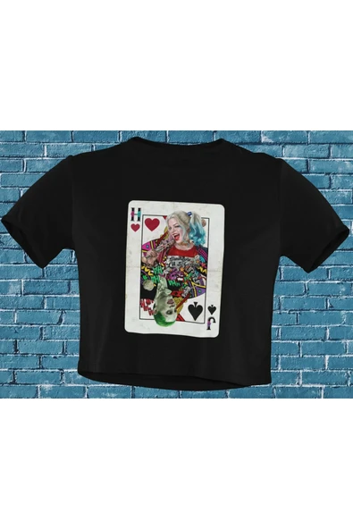 playbackmoda Joker ve Harley Quinn Fan Dizayn Film Poster Siyah Crop T-Shirt ürün görseli