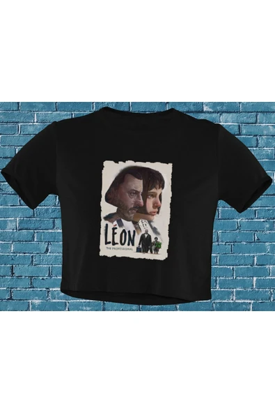 playbackmoda Akiki Tasarım, Leon & Mathilda Fan Dizayn, Film Afişi Tasarım, Siyah Crop (yarım Tişört) , S Beden ürün görseli