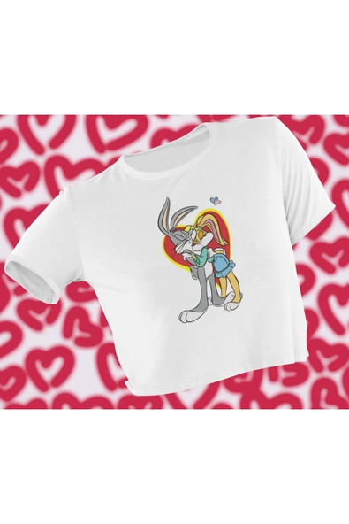 playbackmoda Crop-top Bugs And Lola Bunny Baskılı Yarım Tişört ürün görseli