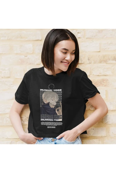 playbackmoda Akiki Tasarım, Inumaki Toge, Anime - Manga, Siyah Crop (yarım Tişört) , L Beden - Resim 2