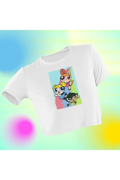 playbackmoda Crop-top Powerpuff Girls Baskılı Yarım Tişört ürün görseli