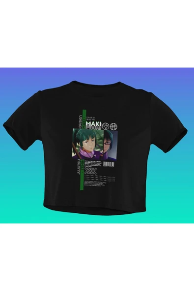 playbackmoda Akiki Tasarım, Maki Zenin, Anime - Manga, Siyah Crop (yarım Tişört) , L Beden ürün görseli