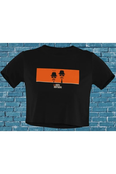 playbackmoda Akiki Tasarım, Blues Brothers-cazcı Kardeşler, Film Poster Siyah Crop (yarım Tişört) , S ürün görseli