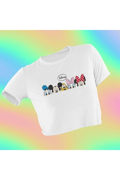 playbackmoda Crop-top Disney Karakterleri Baskılı Yarım Tişört ürün görseli