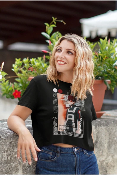 playbackmoda Akiki Tasarım, Shoto Todoruki, Anime - Manga, Siyah Crop (yarım Tişört) , S Beden - Resim 2