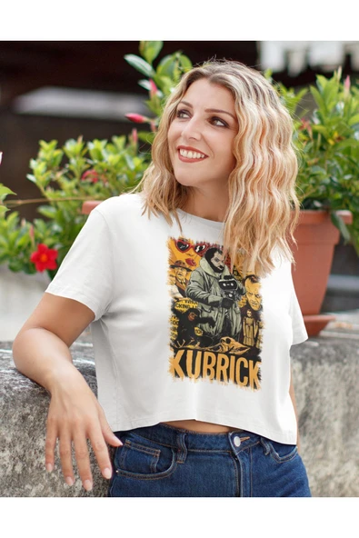 playbackmoda Akiki Tasarım, Stanley Kubrick Filmleri Fan Dizayn, Film Poster Beyaz Crop (yarım Tişört) , L - Resim 2