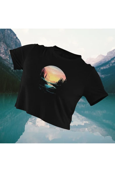 playbackmoda Crop-top Doğa Baskılı Yarım Tişört ürün görseli